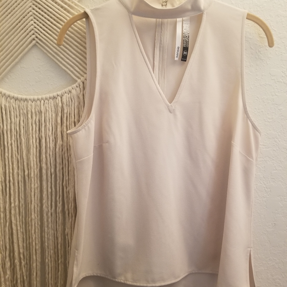 Cream Cut Out Neck Tank